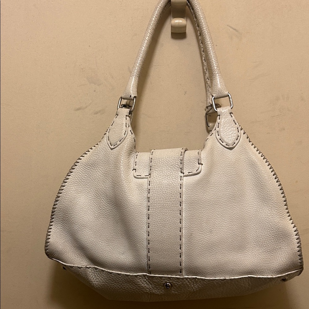 Fendi selleria authentic 925 vintage pebble leather vintage Cream Handbag - Picture 4 of 15